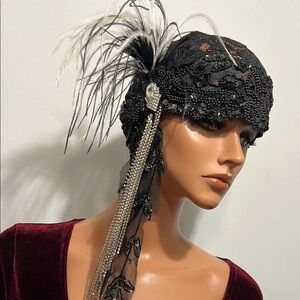 Elegant Black Beaded Women's Headpiece